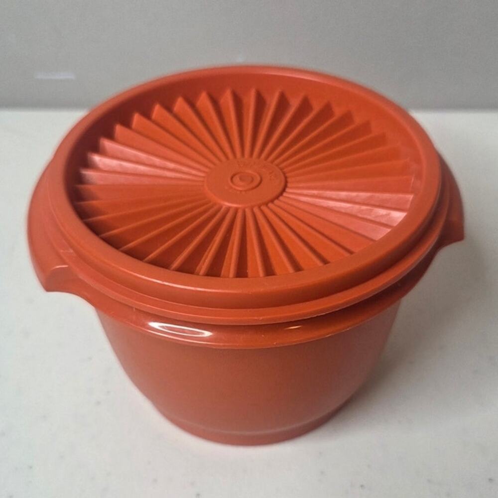 Vintage Tupperware Orange 886-18 Servalier Bowl and Lid